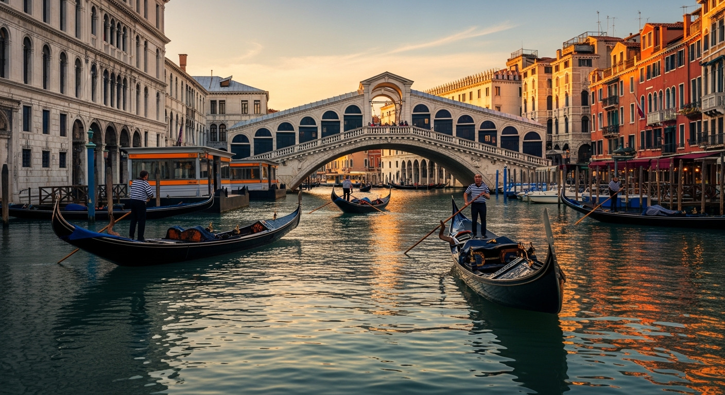 Venice Grand Canal gôndolas e arquitetura renascentista