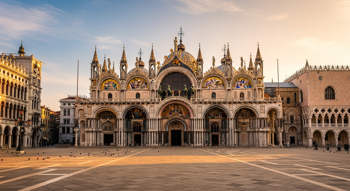 Venice Piazza San Marco basílica e turistas