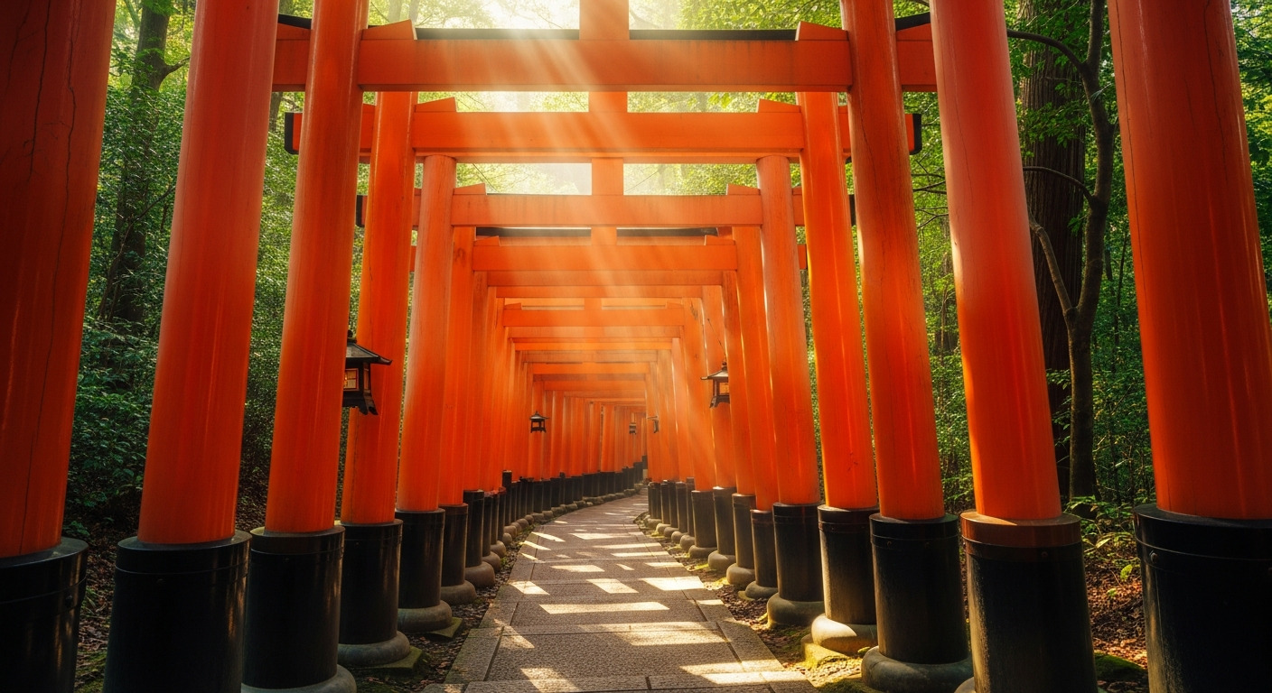 Quioto Fushimi Inari portões torii vermelho