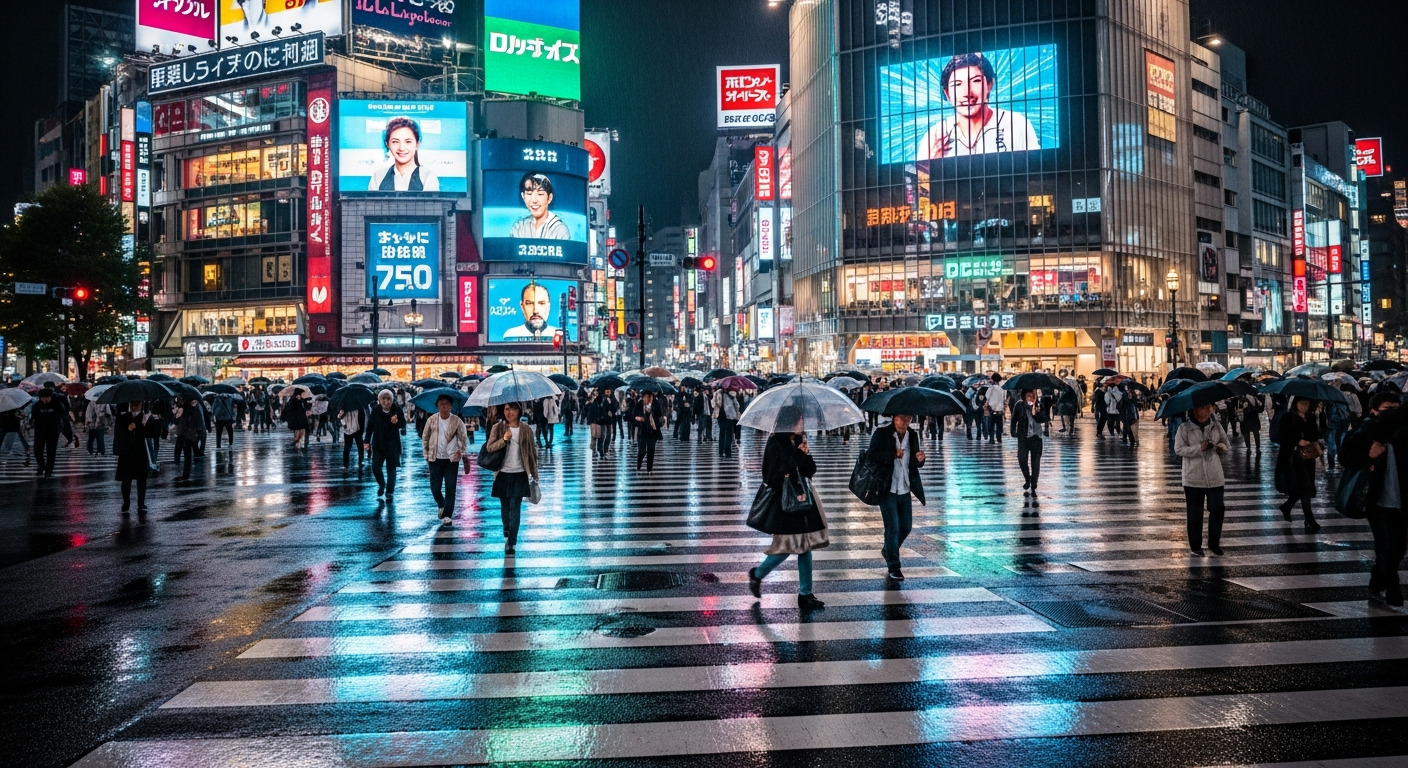 Tóquio Shibuya Crossing neon luzes