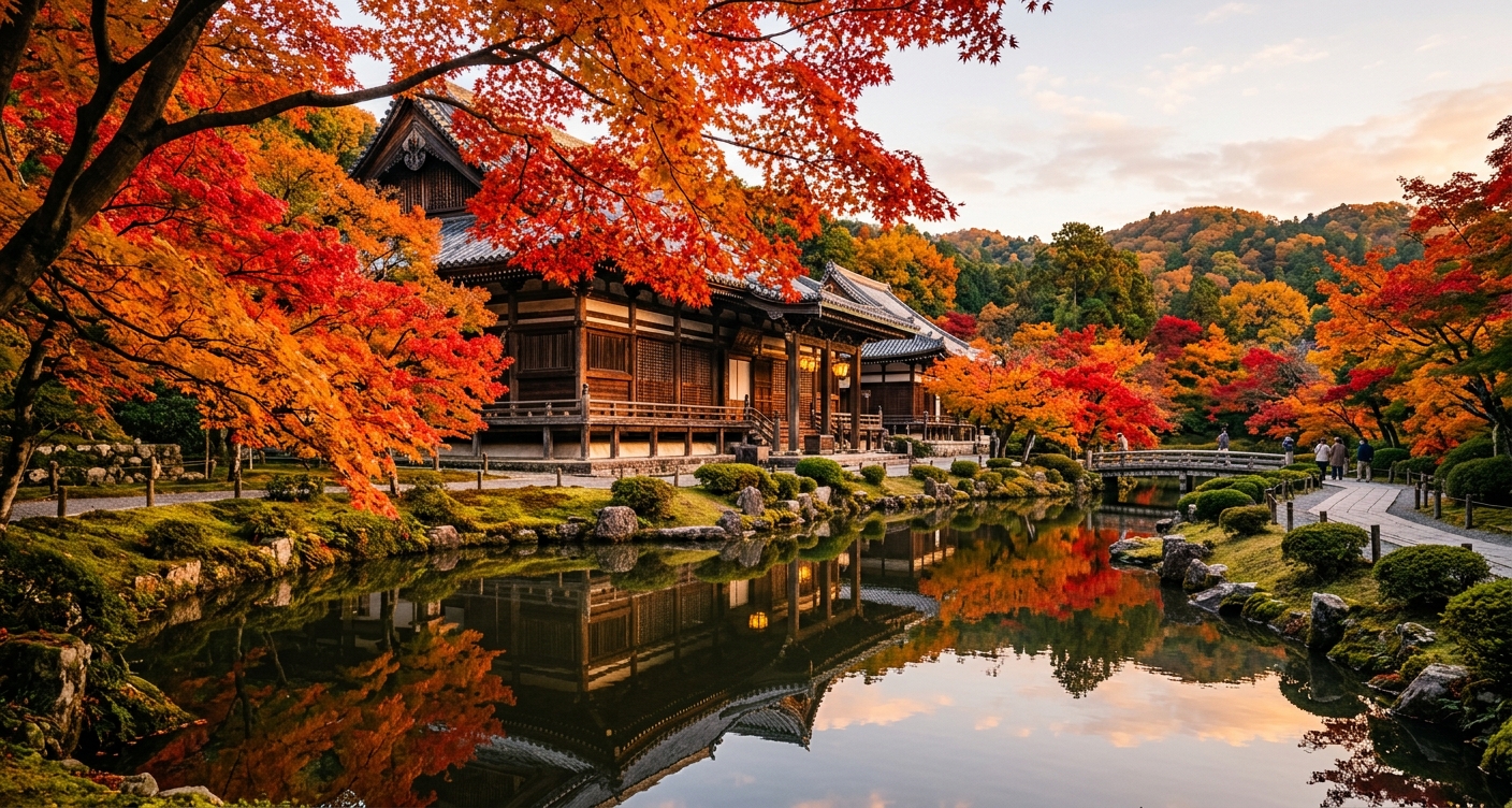 Outono koyo folhas vermelhas templo Japao