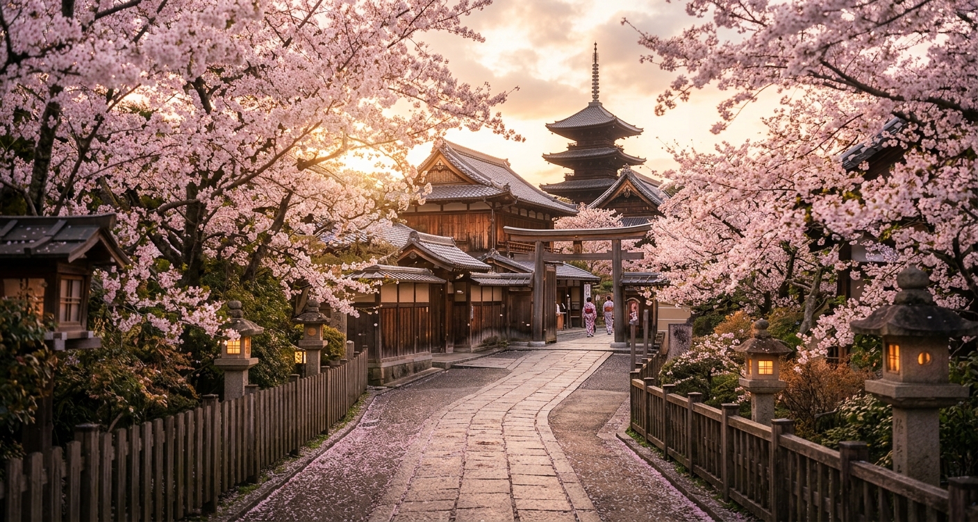 Cerejeiras em flor no Japao primavera