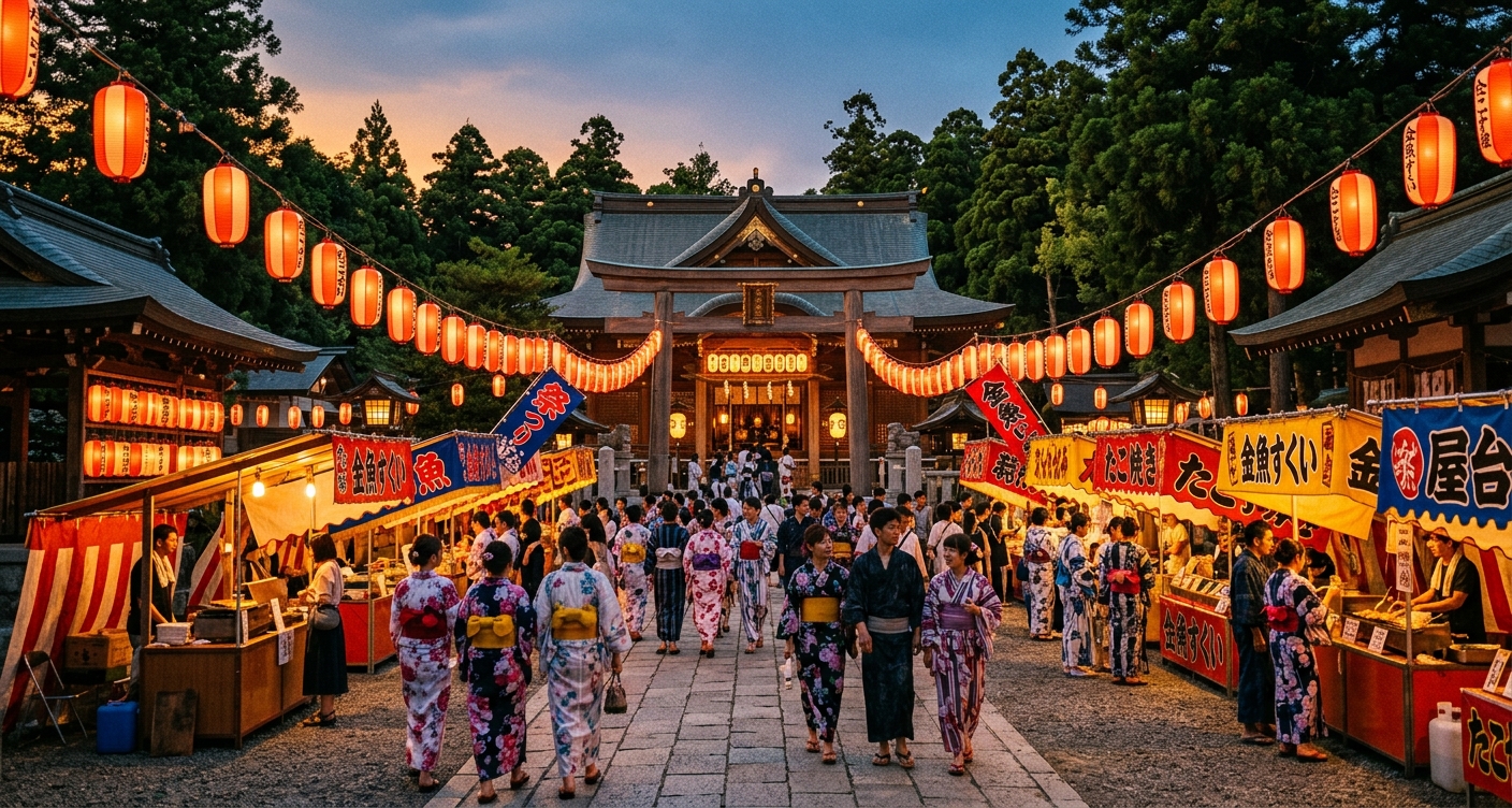 Festival matsuri verao Japao lanternas