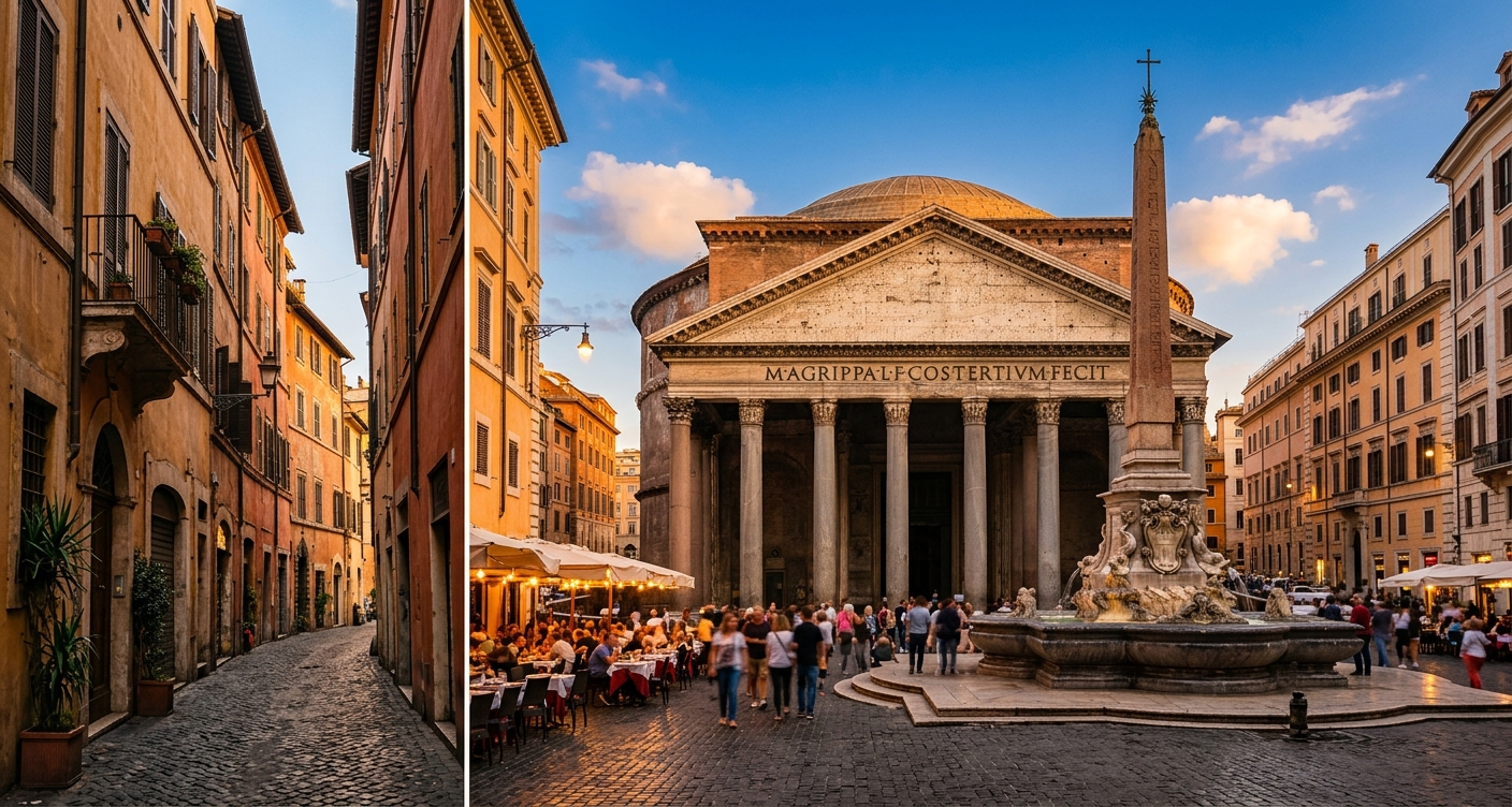Pantheon e piazza em Roma Centro Storico
