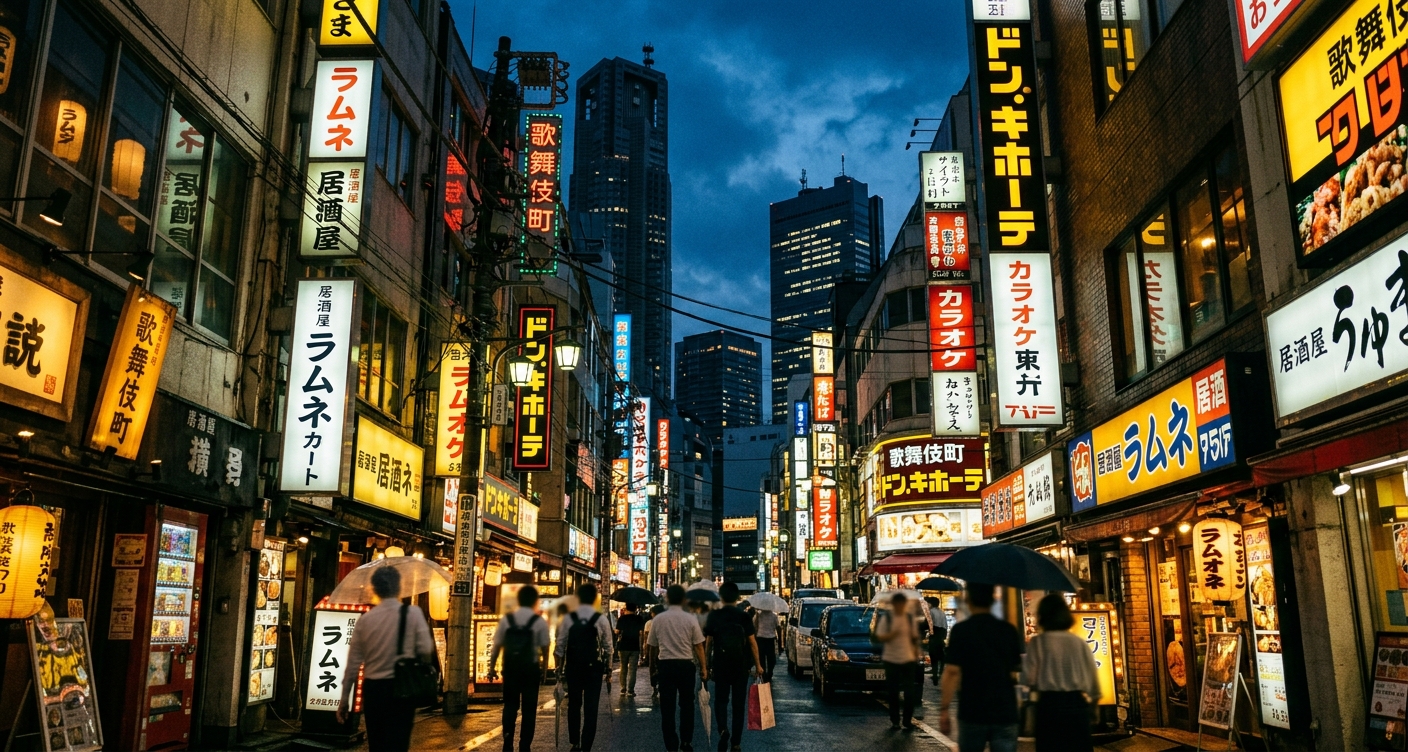 Shinjuku neon lights Tokyo